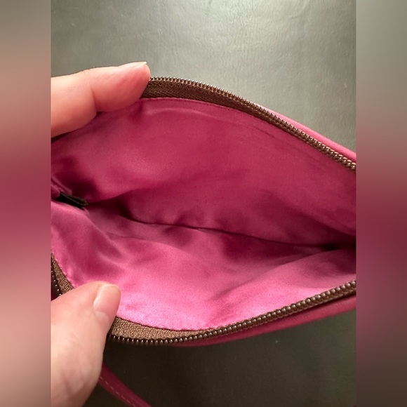 Coach RARE Suede Leather Poppy Wristlet Wallet Pink Green Floral Beautiful - Picture 8 of 8